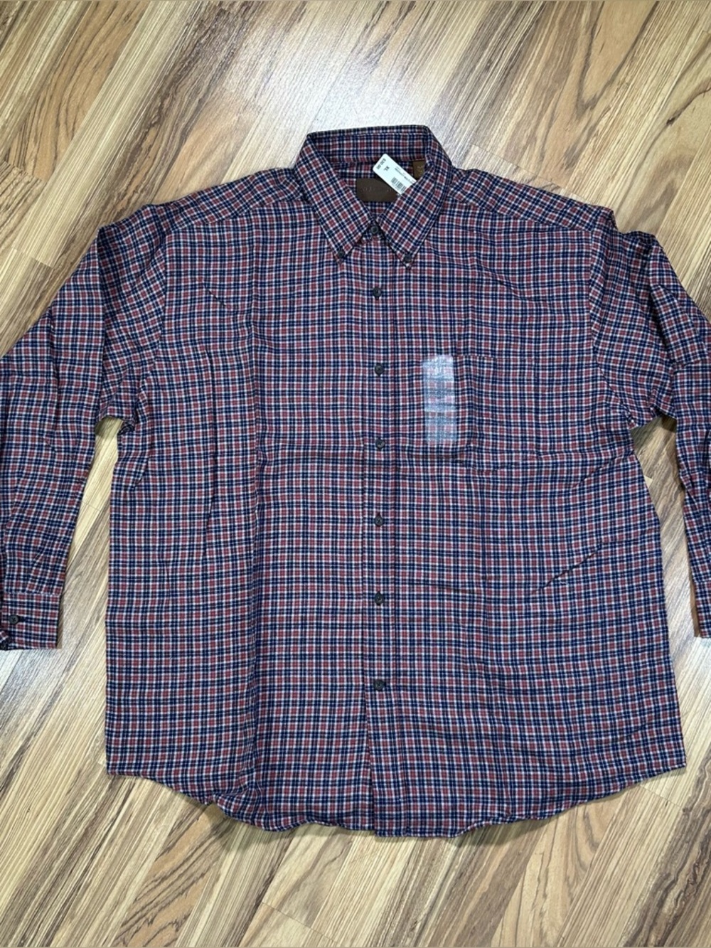 St. JOHN'S BAY Men’s XL 100% Cotton Flannel Plaid Shirt Red/Navy Multi Check NWT